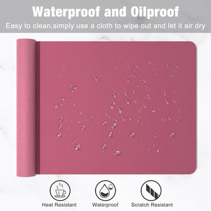 Hsurbtra Desk Pad, 23.6" x 13.8" PU Leather Desk Mat, M Extended Mouse Pad, Waterproof Desktop Blotter Protector, Non-Slip Ultra Thin Small Laptop Keyboard Writing Mat for Office Home, Pink