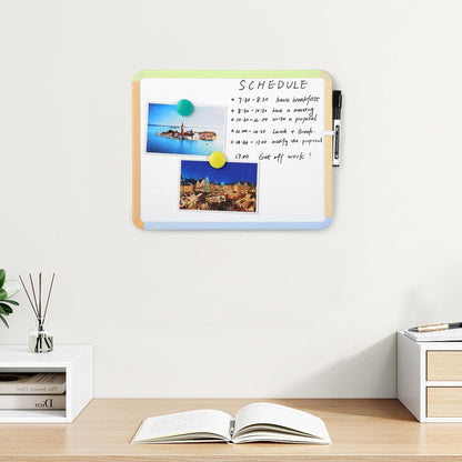 Mr. Pen- Dry Erase Board, 14” x 11” with a Black Dry Erase Marker, White Frame, Small Mini White Board for Students, Fridge, Wall, Locker, Includes Double Sided Tapes