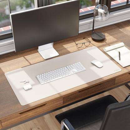 Smead Desk Pad, Vegan Leather Desk Mat with Non-Slip Faux Suede Backing, Perfect Desk Organizer for Office Decor, 31.5” x 15.7” Medium, Sandstone (64831)