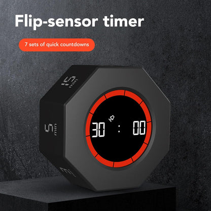 Fabater Pomodoro Timer, Hexagon Flip Timer, Desk Productivity Cube Timers with 1 3 5 15 30 60 90 Minute Presets, Time Management for Classroom Cooking Studying Working (Black)