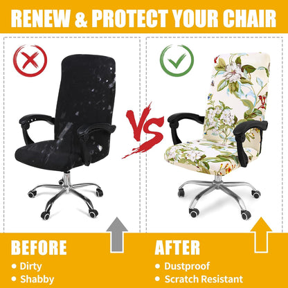 Smiry Stretch Printed Office Chair Armrest Covers, 2 Pcs Soft Fit Removable Washable Computer Desk Chair Arm Covers Protector, Black