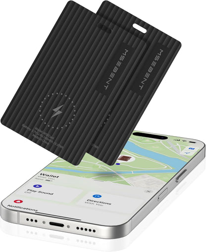 Wallet Tracker Card, Apple MFi Certified, Works with Apple Find My (iOS Only), Rechargeable Wireless Charging Slim Bluetooth Smart Tracking Card, Item Finder for Key, Passport, Luggage, Bag