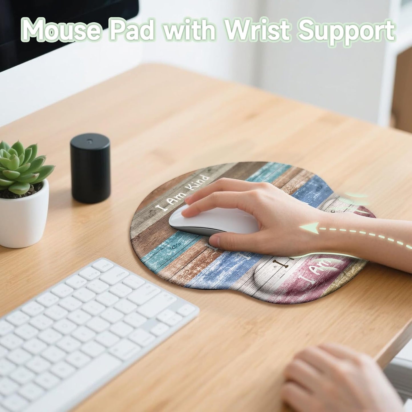 LIMKRIAN Cat Ergonomic Mouse Pad with Wrist Rest, Gaming Mouse Pad with Wrist Support, Funny Mouse Pads for Desk, Computer Mousepad with Non-Slip Pain Relief PU Base, Cute Office Desk Accessories