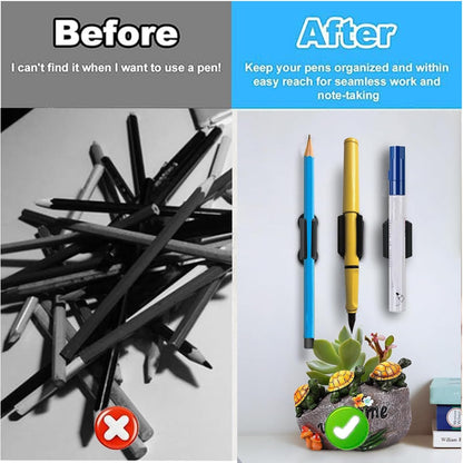 6 Pack Adhesive Pencil Holders for Desk, Silicone Pencil Holder for Classroom, Flexible Pen Holder for Clipboard Stylus Organizer Marker Holder for School Accessories, Teacher Office Supplies (Black)