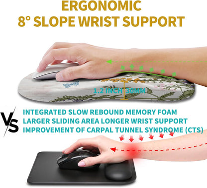 Hokafenle Ergonomic Mouse Pad Wrist Support, Wrist Rest Mousepad for Carpal Tunnel Pain Relief with Integrated Memory Foam Slope Massage Bulge (11.8x7.9 inch,Topographic Contour)