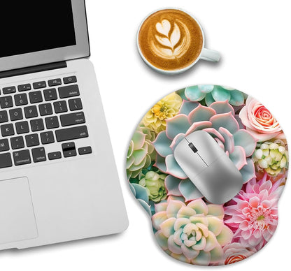 LIMKRIAN Cat Ergonomic Mouse Pad with Wrist Rest, Gaming Mouse Pad with Wrist Support, Funny Mouse Pads for Desk, Computer Mousepad with Non-Slip Pain Relief PU Base, Cute Office Desk Accessories
