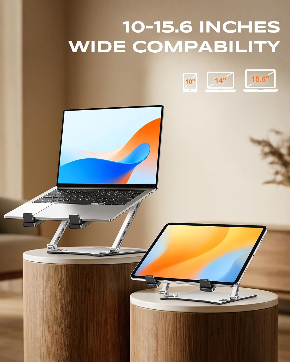 RIWUCT 2026 Ultra-Slim Portable Laptop Stand for Desk, Height Adjustable & Dual-Bar Support Laptop Riser Holder, Ventilated Computer Stand, Compatible with MacBook/Dell/HP(10-15.6"), Gifts for Men/Dad