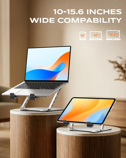 RIWUCT 2026 Ultra-Slim Portable Laptop Stand for Desk, Height Adjustable & Dual-Bar Support Laptop Riser Holder, Ventilated Computer Stand, Compatible with MacBook/Dell/HP(10-15.6"), Gifts for Men/Dad