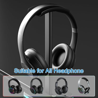 Headphone Stand for Desk - Headset Stand with Aluminum Hanger and Plastic Headrest, Headphone Holder for AirPods Max, Sony, Bose, Beats and More (Black)