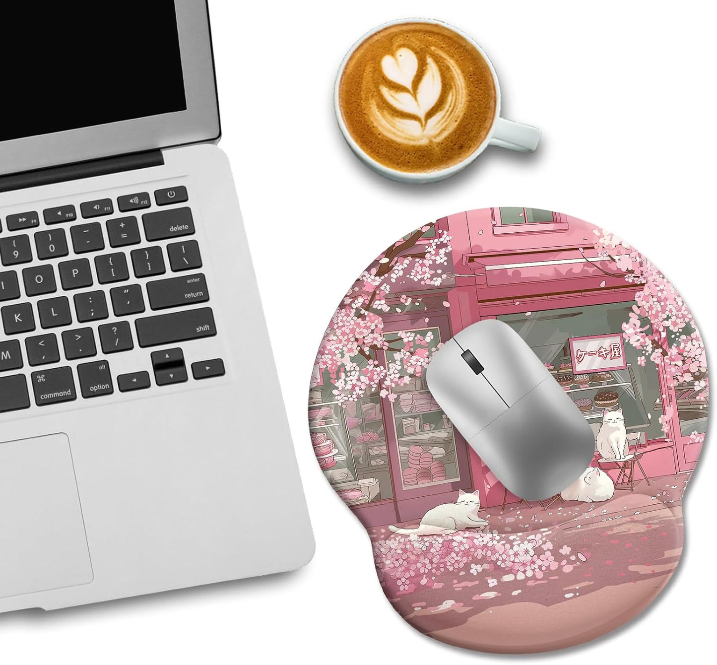 LIMKRIAN Cat Ergonomic Mouse Pad with Wrist Rest, Gaming Mouse Pad with Wrist Support, Funny Mouse Pads for Desk, Computer Mousepad with Non-Slip Pain Relief PU Base, Cute Office Desk Accessories