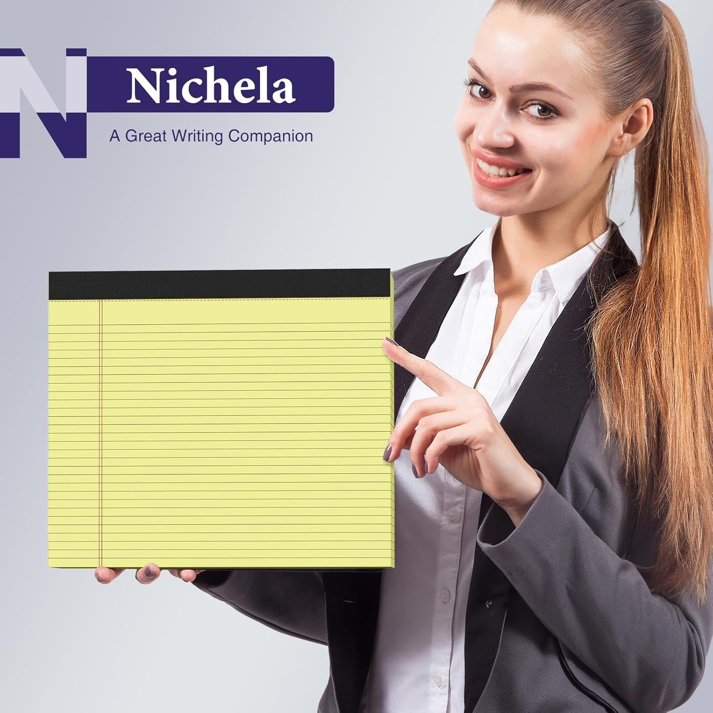 2 Pcs Note Pads 11" x 9.5" Legal Pads College Ruled Notepad Micro Perforated Writing Pads White Lined Paper 80GSM College Ruled Paper Pad of Paper 30 Sheets Notebook for School, To-Do Lists, Office
