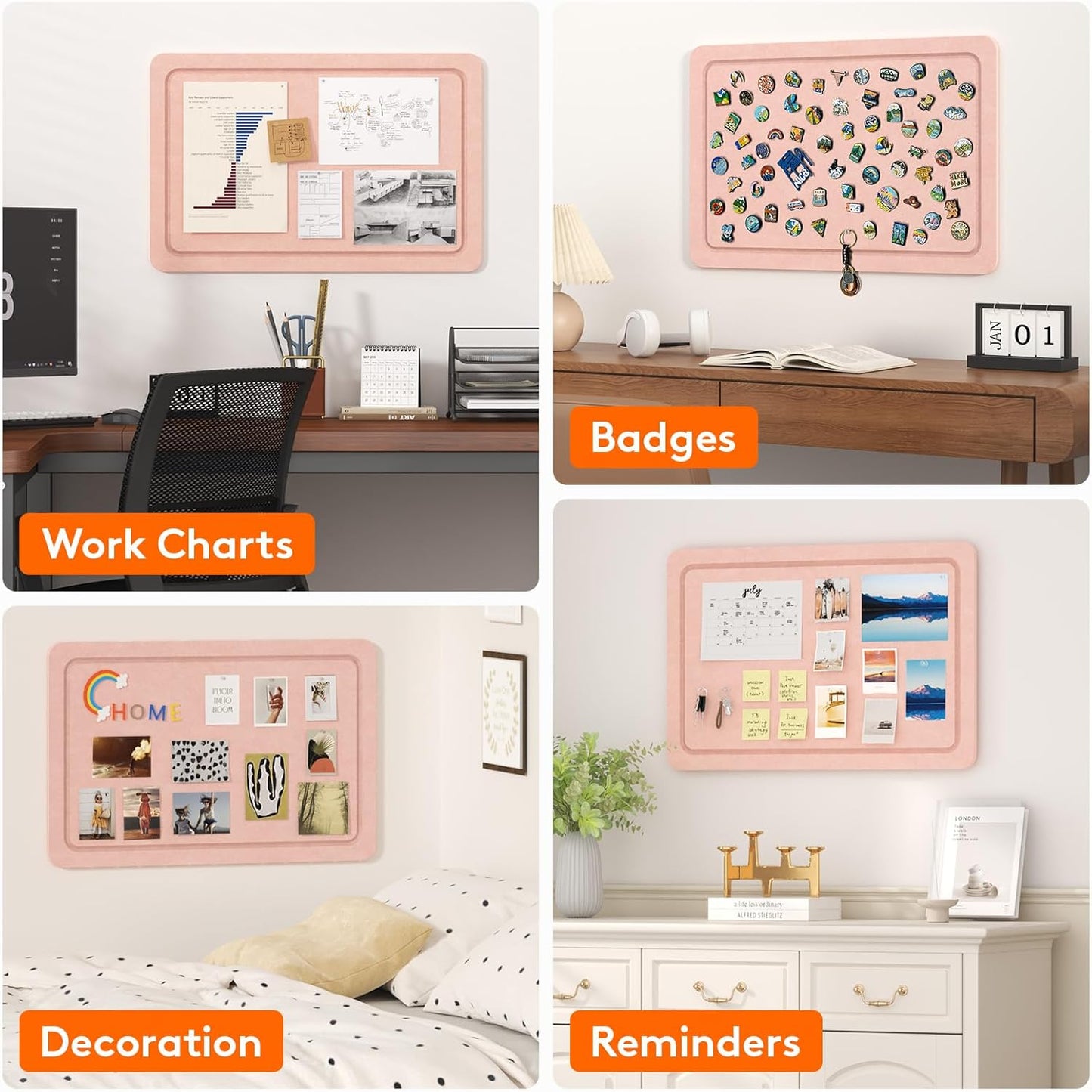 Lifewit Cork Board Alternative,22.4"x 14.8" Bulletin Board with Self-Adhesive,Foldable Decorative Felt Pin Board Vision Board Message Board with 20 Pushpins for Office Wall Decor, Room Decor, Oatmeal