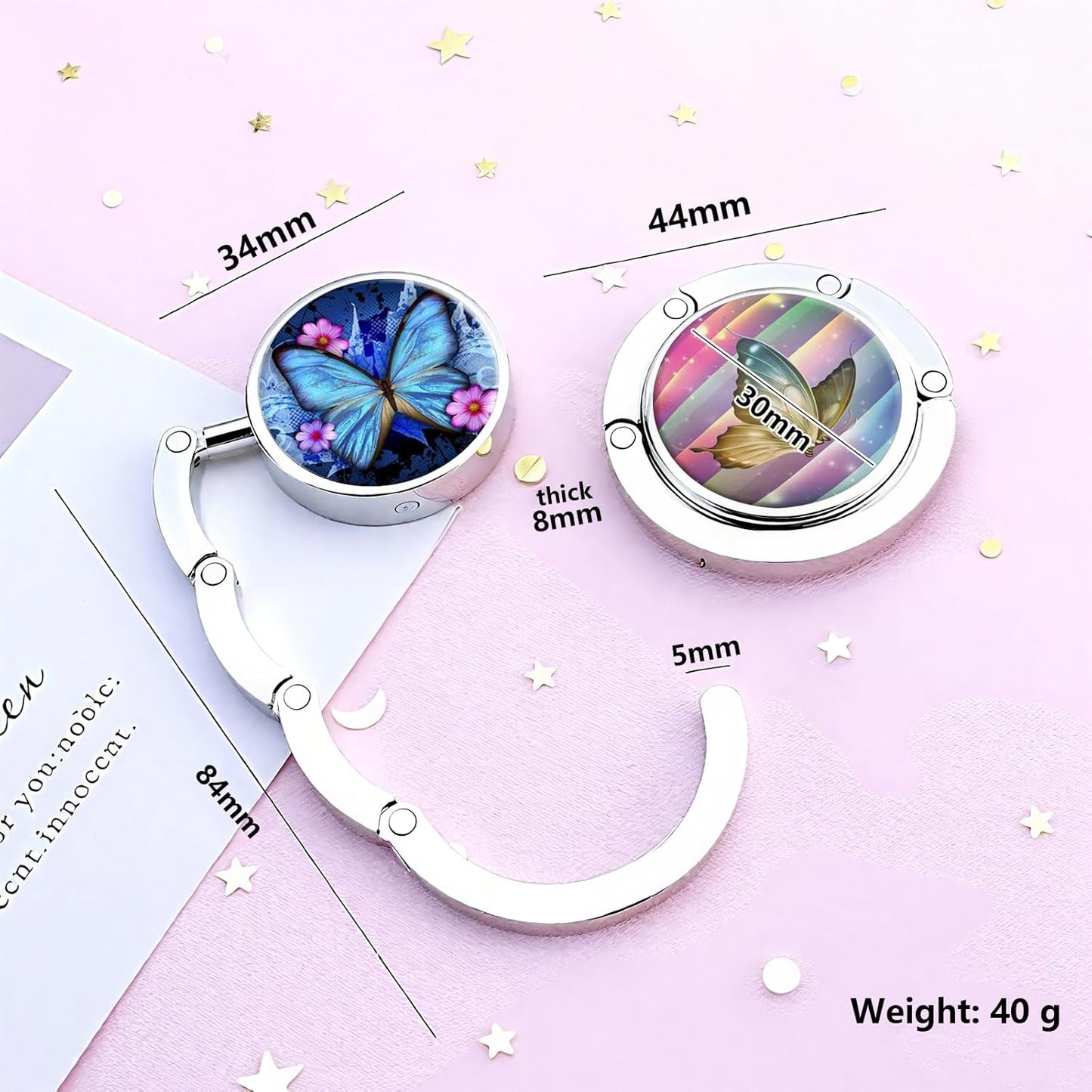 Foldable Purse Hook for Table, Purse Hanger for Table, Desk Bag Hook, Desk Purse Hook, Purse Holder for Table - Compact Portable Multi-Use Design, Aluminum Alloy Handbag Hanger, 3 Pcs (Style A)