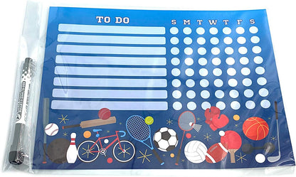 Dry Erase Whiteboard Task & Habit Tracker | Removable and Restickable Adhesive Decal | Fine-Tip Magnetic Marker Included | 9” x 12”