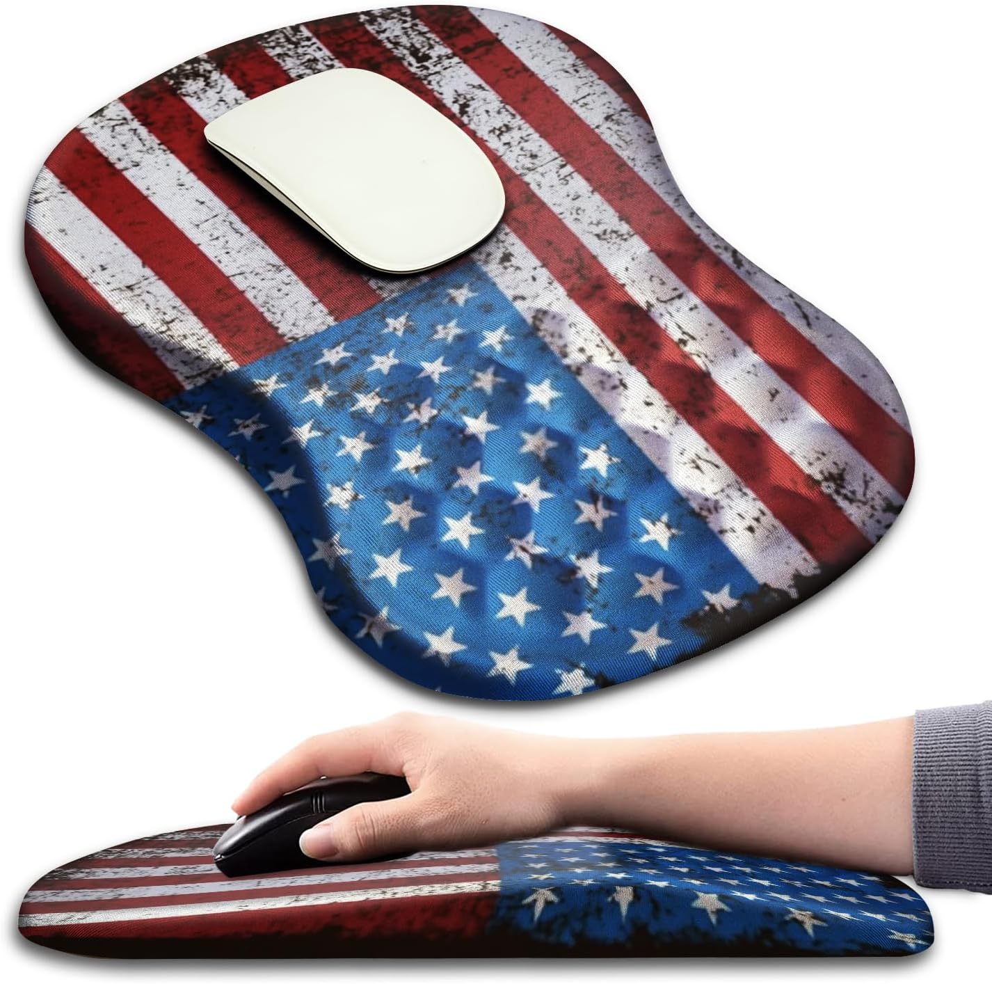 Hokafenle Ergonomic Mouse Pad Wrist Support with Massage Design, Wrist Rest Pain Relief Mousepad with Memory Foam&Non-Slip PU Base, Mouse Pads for Wireless Mouse & Desk (12x8 inch,Black)