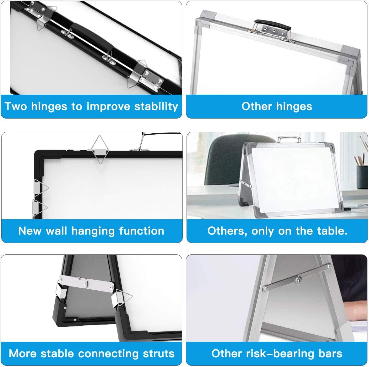 Whiteboard Dry Erase Boards, Portable White Board Double Sided Magnetic Board Stand,Foldable Hanging Wall Desktop Boards Easel for Kids Students Teacher for School Home Kitchen Office 24x18 Inch