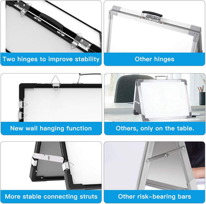 Whiteboard Dry Erase Boards, Portable White Board Double Sided Magnetic Board Stand,Foldable Hanging Wall Desktop Boards Easel for Kids Students Teacher for School Home Kitchen Office 24x18 Inch