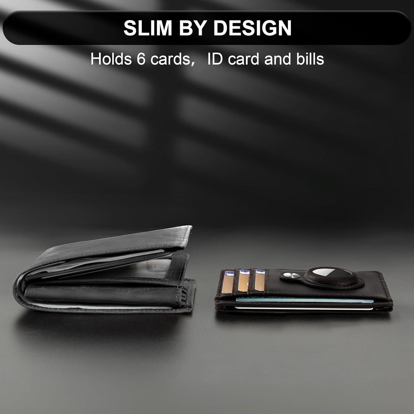 Slim Minimalist Front Pocket Air Tag Wallet, RFID Blocking Card Holder Wallet with Airtag Holder