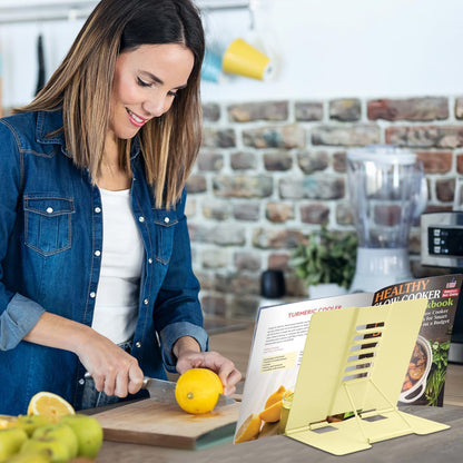 Honagu Book Stand Metal Desk Book Holder, Book Holders for Reading Hands Free, Adjustable Cookbook Documents Holder, Portable Bookstand for Music Books, Textbook, Recipe, Tablet, Ipad (Black)