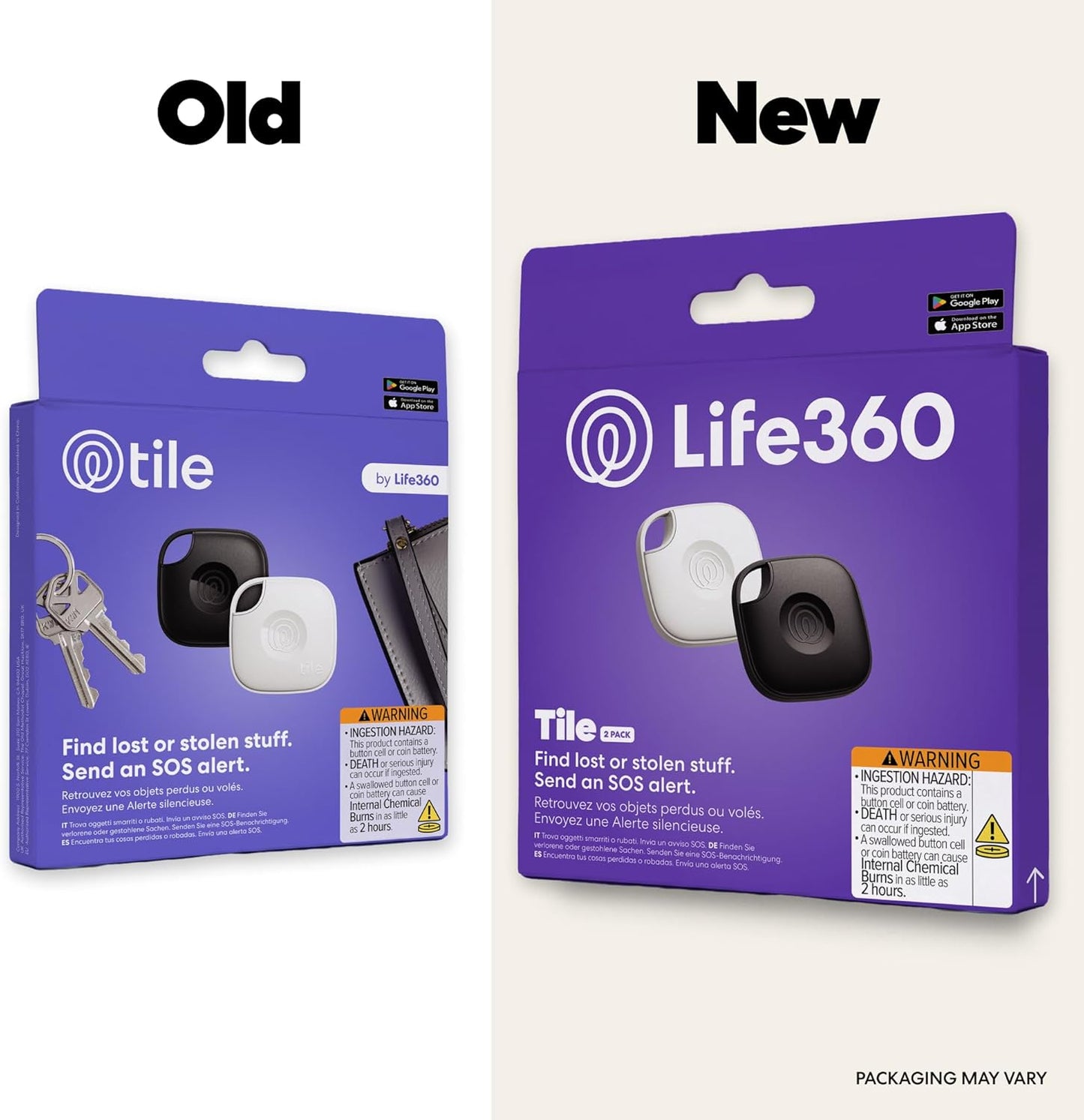 Life360 Tile - Bluetooth Tracker, Keys Finder and Item Locator for Keys, Bags and More. Phone Finder. Both iOS and Android Compatible. 2-Pack (Black/White)