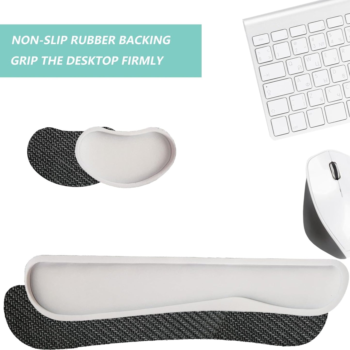 Keyboard Wrist Rest Mouse Wrist Support Set, Memory Foam Wrist Rest Pad for Computer Laptop Keyboard Mouse, Ergonomic Wrist Cushion Support for Typing Pain Relief, Gaming Home Office, Flowers Grass