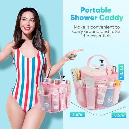 EUDELE Mesh Shower Caddy Portable for College Dorm Room Essentials, Shower Caddy Dorm with 8-Pocket Large Capacity for Beach, Swimming, Gym, Travel essentials