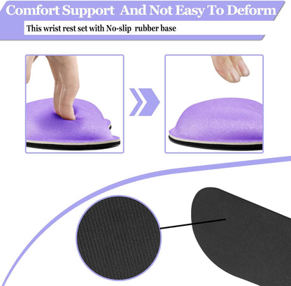 Keyboard Wrist Rest, BamLue Memory Foam Pad Set for Easy Typing & Pain Relief for Laptop, Office & Home, Ergonomic Sets for Keyboard, Gel Mouse Wrist Rest, Smooth Fiber Cushion Wrist Support-Black