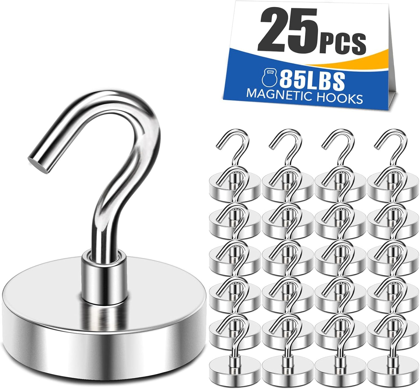 MIKEDE Black Magnetic Hooks 85Lbs Heavy Duty Earth Magnets with Hooks for Cruise Cabin Strong Magnet Hooks for Hanging Super Metal Magnetic Hanger for Grill Fridge Kitchen - Pack of 10