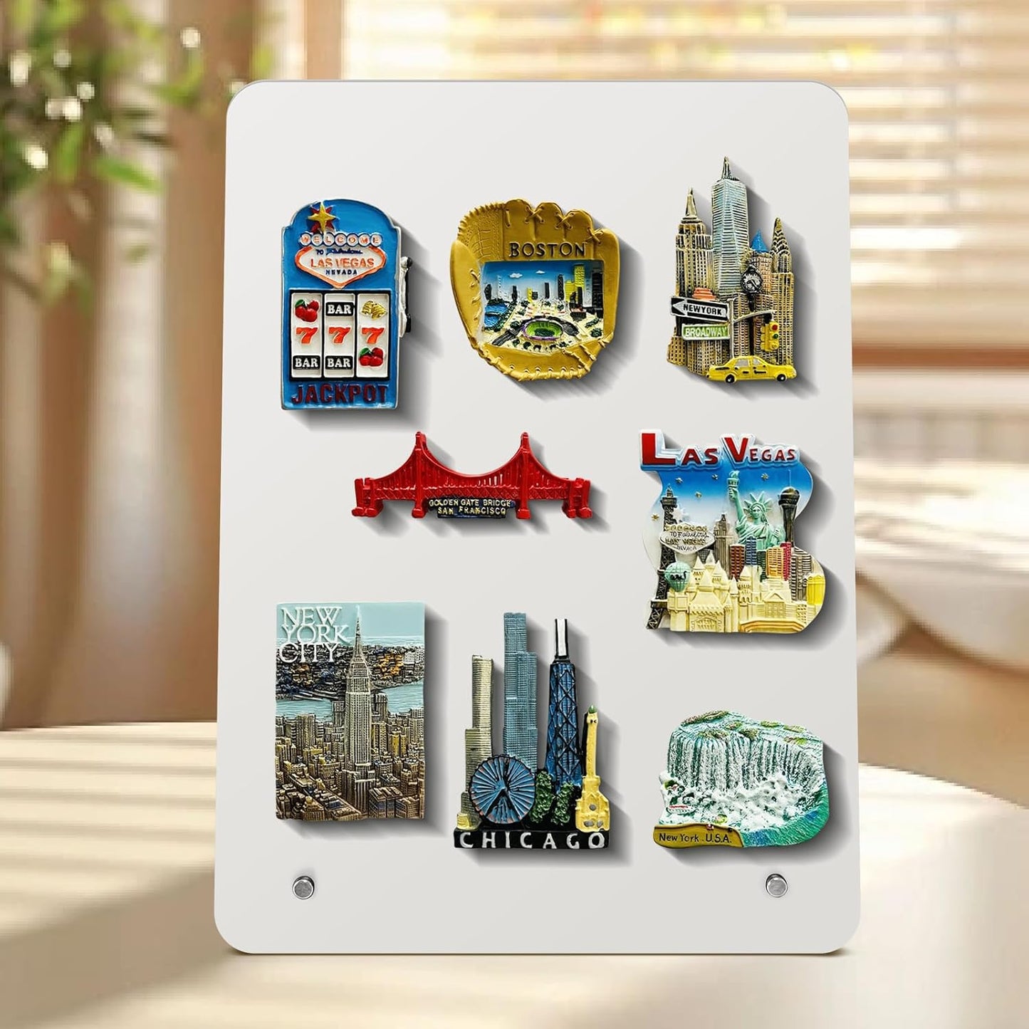 Magnetic Metal Display Bulletin Board - 2 Pack 11x8Inch Magnet Display Stand with 6 Magnets for Displaying Memos Messages Photos in Home School Kitchen Office （ Black Vertical）