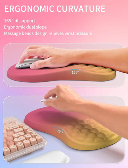 Hokafenle 2in1 Combination, Wave Keyboard Wrist Rest and Ergonomic Curvature Mouse Pad Wrist Support for Relieve Wrist Pain, Filled with Soft Cushion Memory Foam, Black