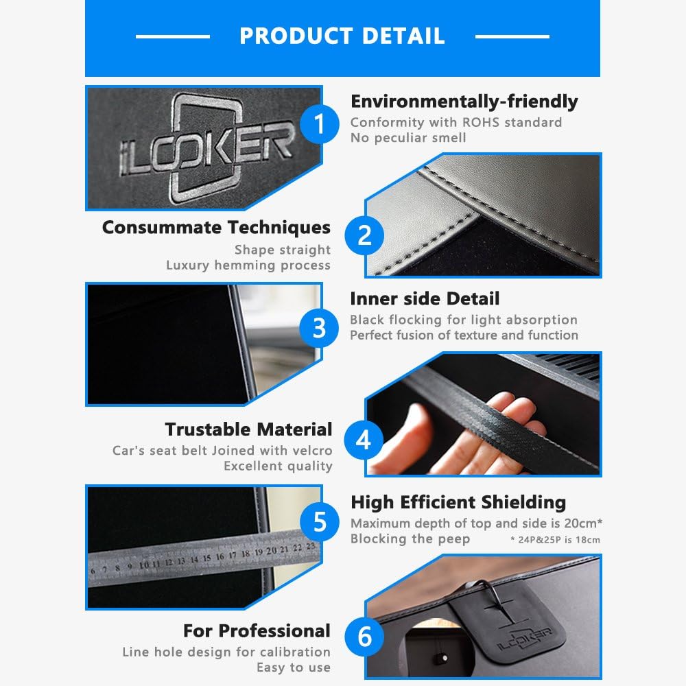 iLooker-24P 24 inch Pro Edition LCD LED Video Monitor Hood Sunshade Sunhood for Dell HP Viewsonic Philips Samsung LG EIZO NEC ASUS ACER BENQ AOC Lenovo, Fits Monitor Frame Width 550-565mm