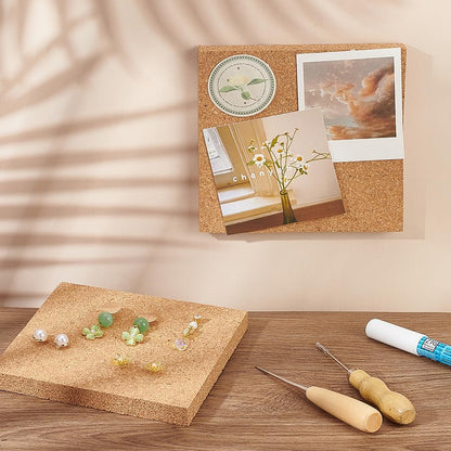 OLYCRAFT 2PCS Square Bulletin Boards 6 x 6 inch Non Self-Adhesive Wood Cork Board 0.6 inch Thick Square Cork Board Cork Tiles for Wall Decoration, Party and DIY Crafts Supplies