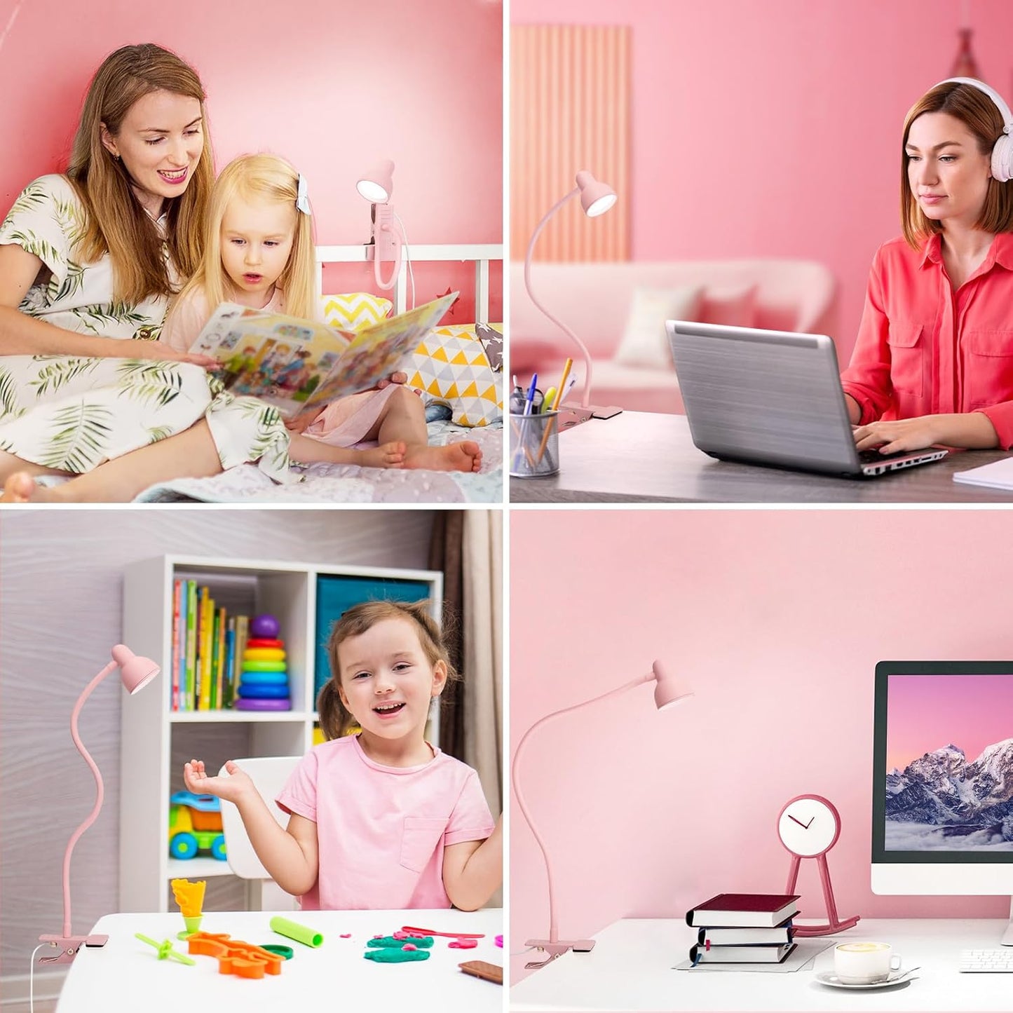 LiFMIRA Clip-on Reading Light - 3 Color Modes, 10 Dimmable Brightness, Eye Care Clamp Desk Lamp with Flexible Gooseneck for Reading in Bed, Desk, Headboard, Computer
