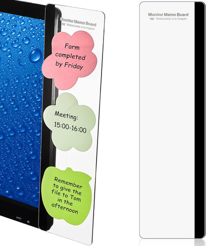 Zonon 4 Pieces Monitor Memo Board, Memo Boards for Computers Transparent Acrylic Monitor Side Panel Office Desk Accessories Desktop Computer Sticky Note Holder for Office Home Work Desk