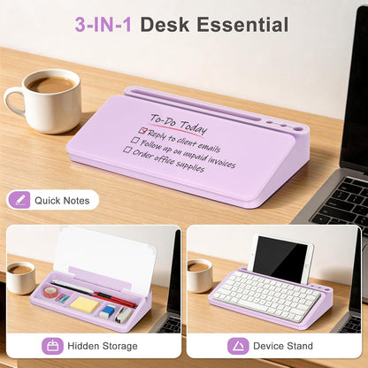 WALGLASS Small Desktop Whiteboard with Storage, Glass Desk Dry Erase White Board Computer Keyboard Stand with Drawer, Desk Organizers with Accessories for Office, Home, School Supplies White