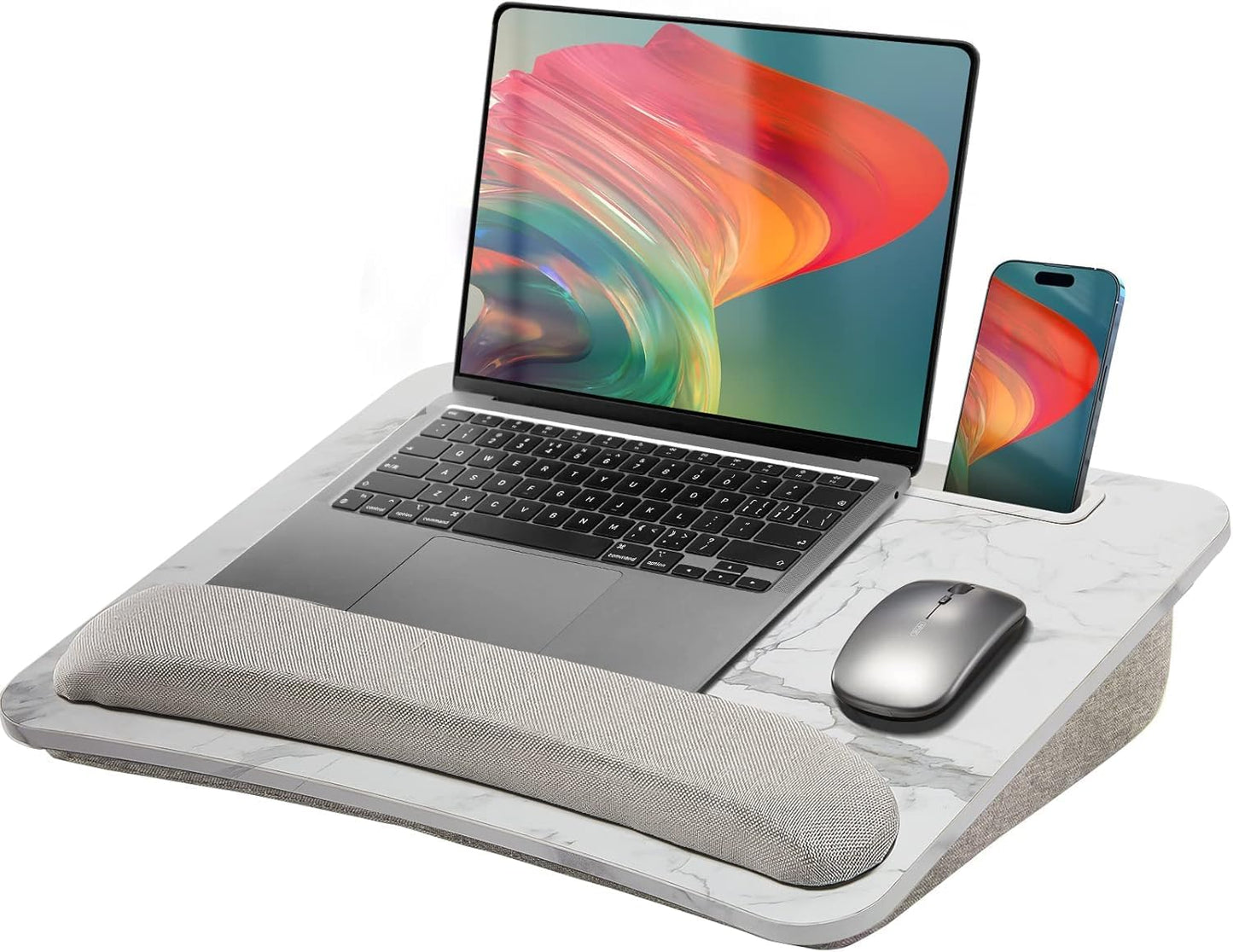 HUANUO Laptop Lap Desk - Portable Lap Desk with Pillow Cushion, Fits up to 15.6 inch Laptop, with Anti-Slip Strip & Storage Function for Home Office Students Use as Computer Laptop Stand, Book Tablet