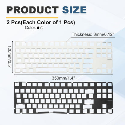 PATIKIL 5 x 17 Inch Keyboard Foam, 2Pcs 104/108 Layout Keyboard Sound Dampening Foam Pad Gasket Switches Dampener for Mechanical Key Boards, Black/White