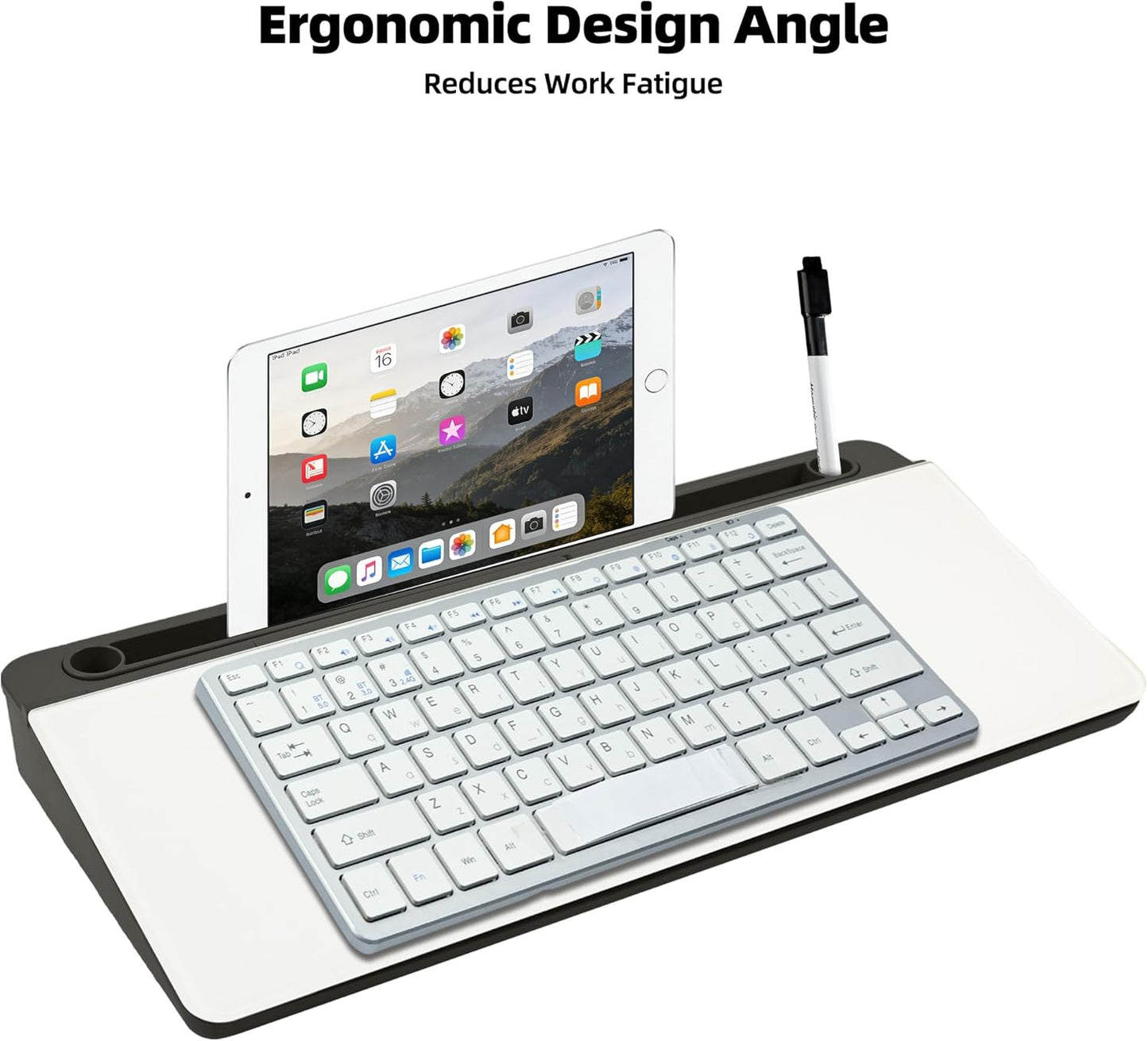 Desktop Whiteboard, Glass Dry Erase Board, Desk Board Buddy,Computer Keyboard Stand,Desk Whiteboard Organizer for Home,Office,School Supplies(White)
