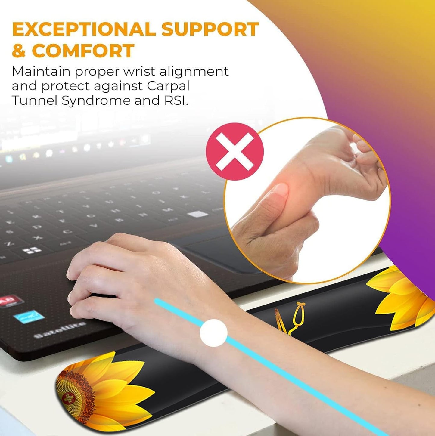 Mouse Pad with Wrist Support, Ergonomic Gel Mouse Pad Beautiful Flowers,Pink Hyacinths on Wood Panel，Non-Slip Durable, Memory Foam Keyboard Wrist Rest, Suitable for Office Typing Games