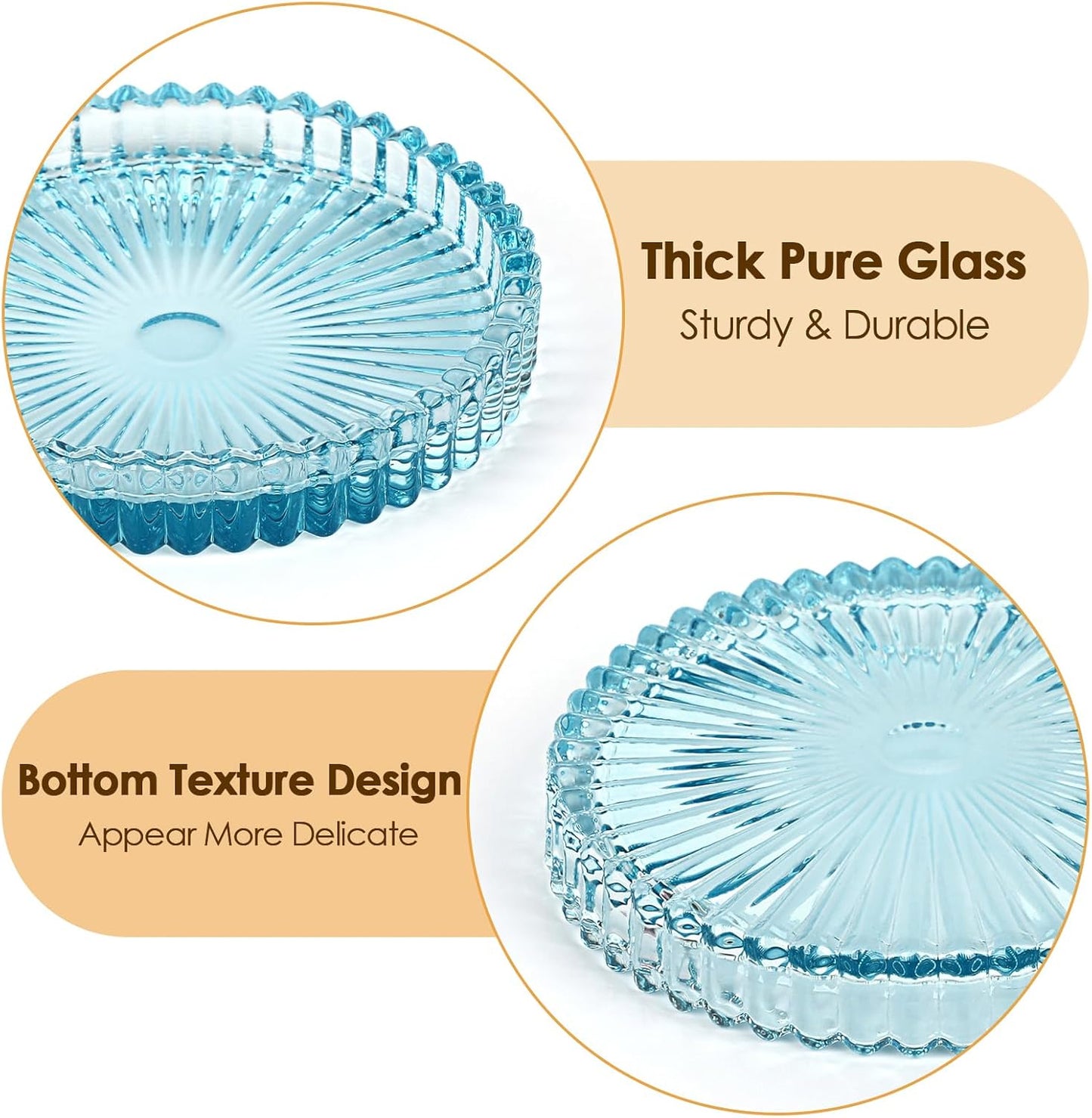 Modern Clear Coasters Set of 5- Glass Cute Coasters for Drinks Crystal Coaster Round Chic Cup Mat Cute Coffee Table Coaster for Kitchen, Bar, Dining Room, Living Room, Patio(Amber)
