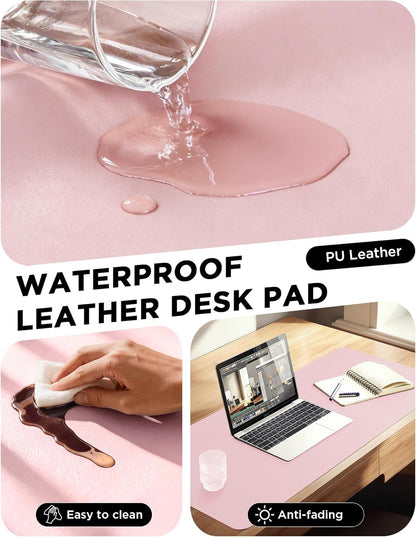 YSAGi 35.4" x 17" Large PU Leather Desk Mat for Keyboard and Mouse - Waterproof Non-Slip Desk Pad Protector for Office, Home, Writing Desk, Black