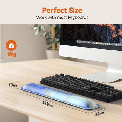 TECKNET Wrist Rest for Computer Keyboard, Thicken Memory Foam Wrist Support Pad for Keyboard, Ergonomic Palm Rest for Pain Relief, Anti-Slip Rubber Base, 17x3.3 in, 1 inch (25mm), Black