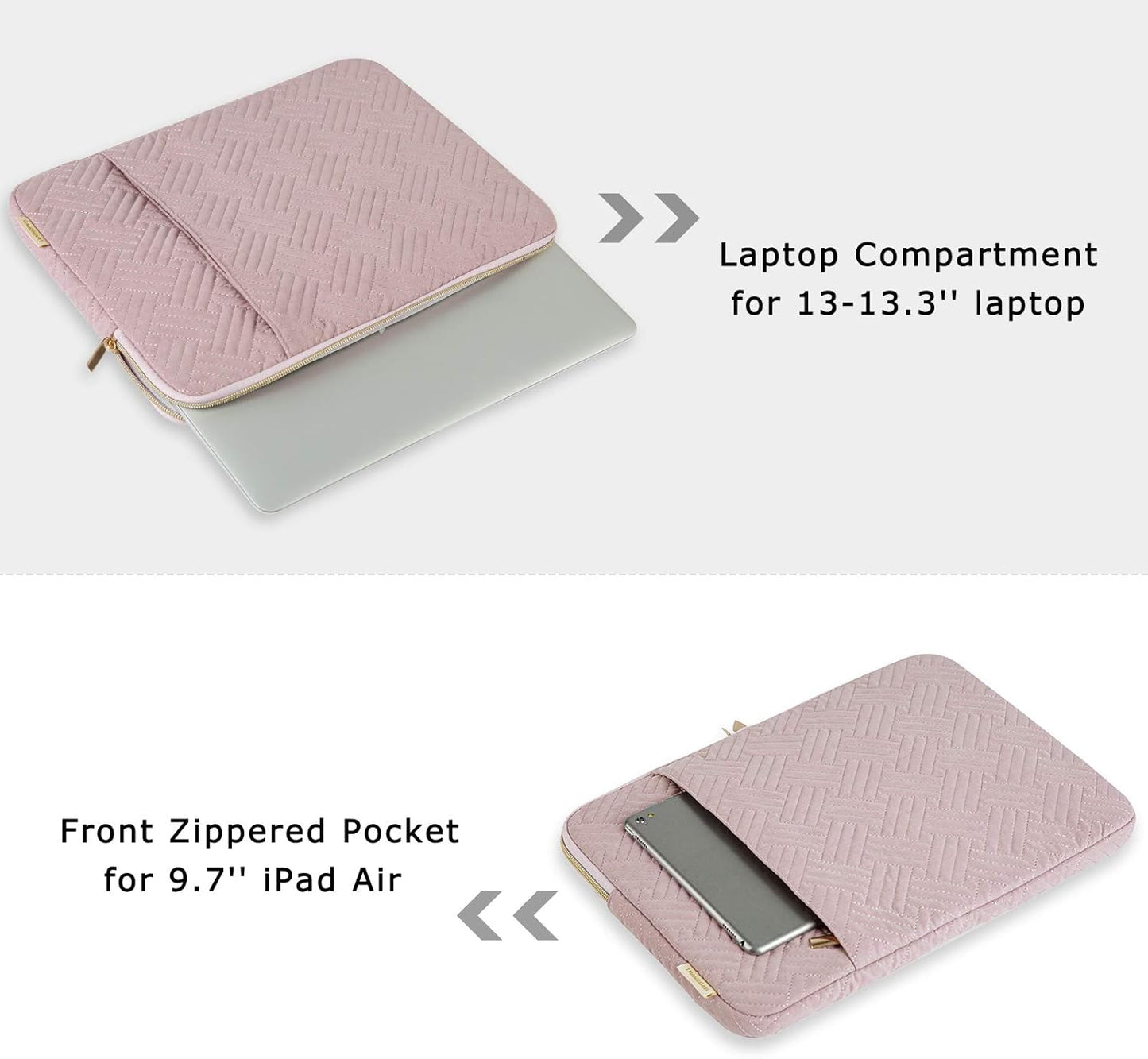 BAGSMART Laptop Sleeve Bag Compatible with MacBook Air/Pro, 13-13.3 inch Notebook, Compatible with MacBook Pro 14 Inch, MacBook Air M2 Sleeve 13 Inch, Repellent Protective Case with Pocket, Pink