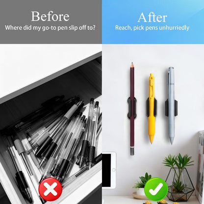 Adhesive Pencil Holder for Desk, Pen Holder for Desk, Sticky Marker and Stylus Holder, Desk Accessories for Office Classroom
