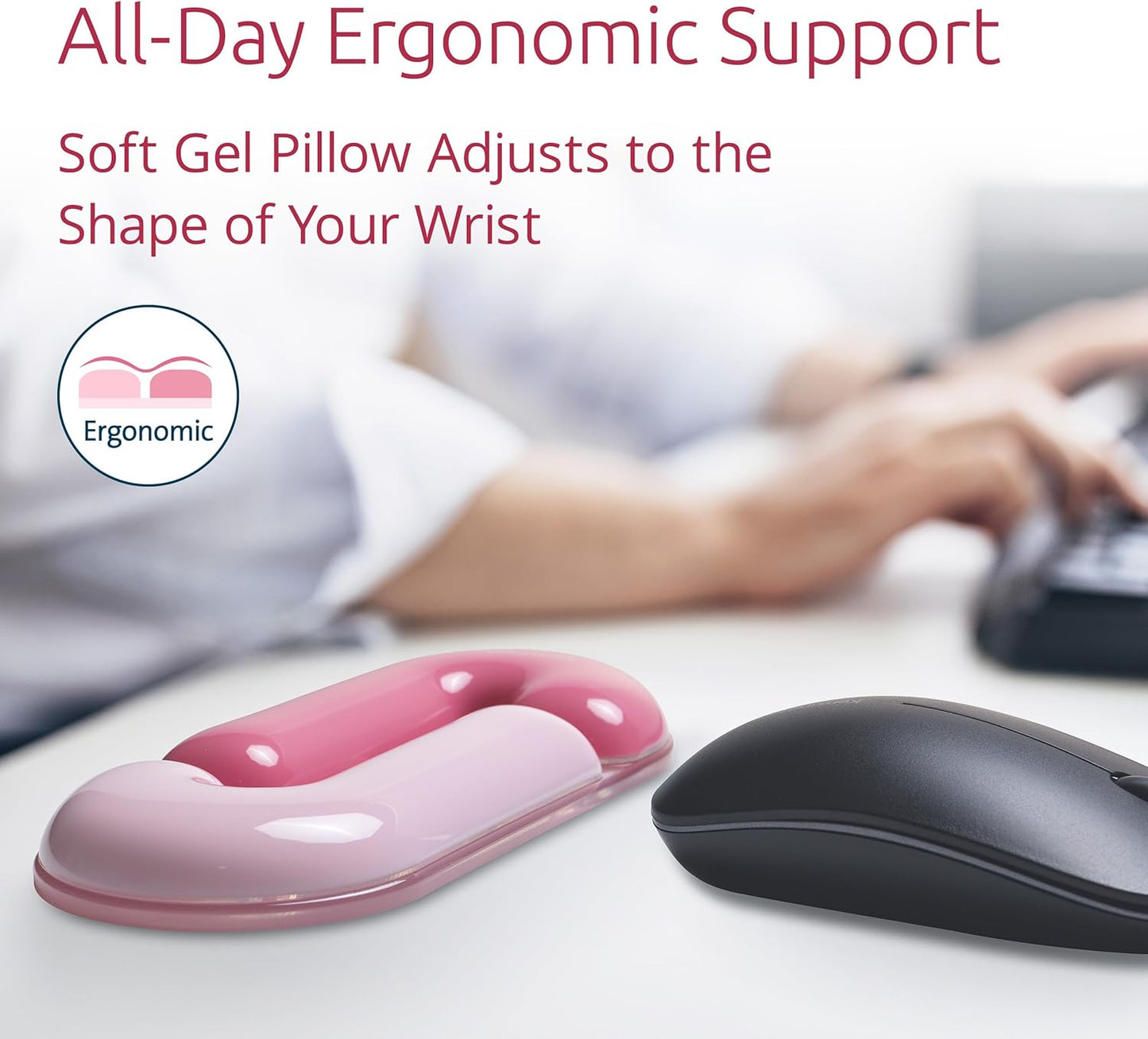Kensington Mouse Wrist Rest Gel Support Cushion for Mice & Trackballs, Duo Gel Ergonomic Mouse Wrist Support for Pain Relief, Comfortable Non-Skid, Loop Green, 7.4" x 3.27" x 0.7" K62829WW