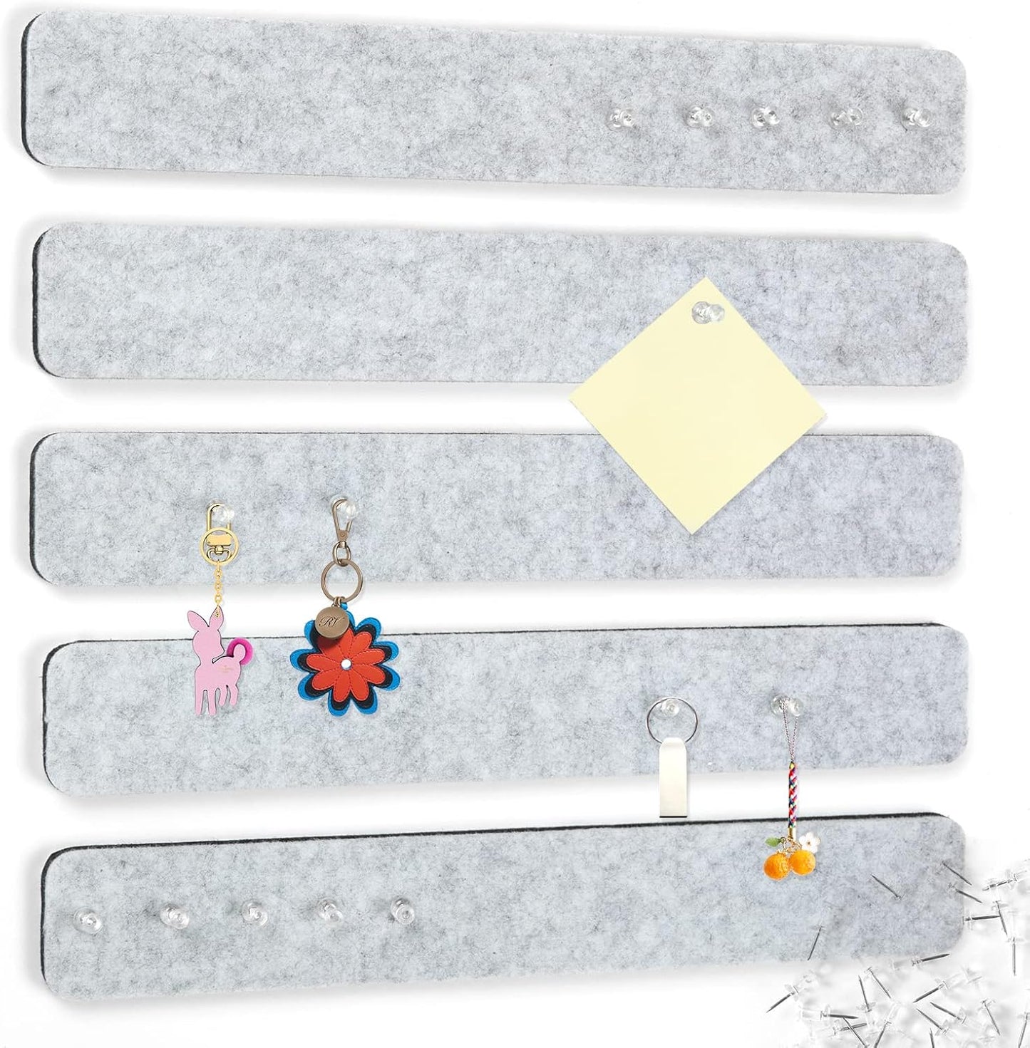 Felt Pin Board Bar Strips Bulletin Board for Bedrooms Offices Home Wall Decoration, Notice Board Self Adhesive Cork Board with 35 Push Pins for Paste Notes, Photos, Schedules
