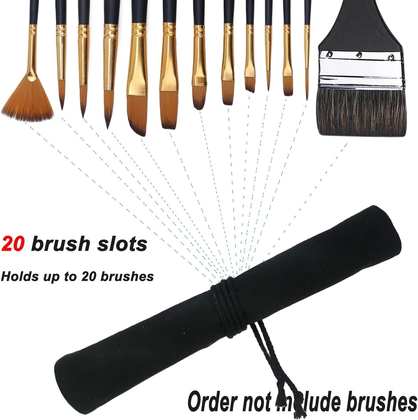 Funny live Paint Brush Holder Art Supplies, Artist Brush Holder & Art Supply Storage Organizer Roll-Up Case Bag, Protect Acrylic Oil Watercolor Paintbrushes (Peony-20 Slot Pockets)