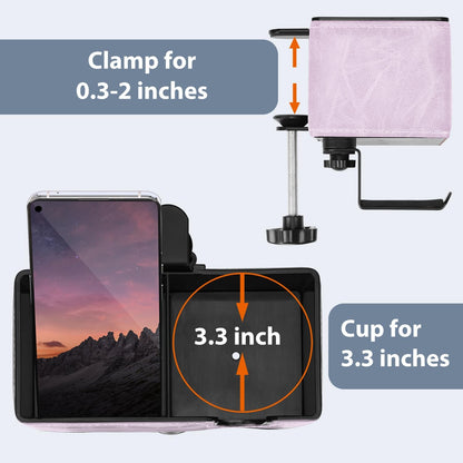 Desk Cup Holder Clip on Pen Holder Headphone Hanger Headset Stand Rotatable Clamp Hook Under Desk (Black)