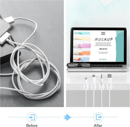 12 Pack Cable Clips, Znben Cord Organizer Holder Adhesive Cable Management Charger Wire Holder Clips for Desk, Home, Office, Car, Cubicle, Nightstand Black