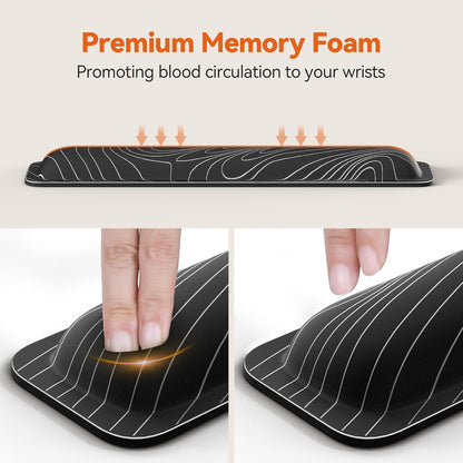 TECKNET Wrist Rest for Computer Keyboard, Thicken Memory Foam Wrist Support Pad for Keyboard, Ergonomic Palm Rest for Pain Relief, Anti-Slip Rubber Base, 17x3.3 in, 1 inch (25mm), Black